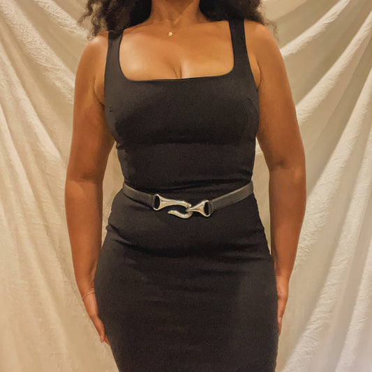 'Gia' Silver Hook Leather Belt (S-XL)
