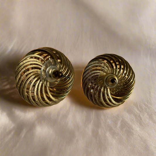 Gold Round Infinite Spiral Earrings