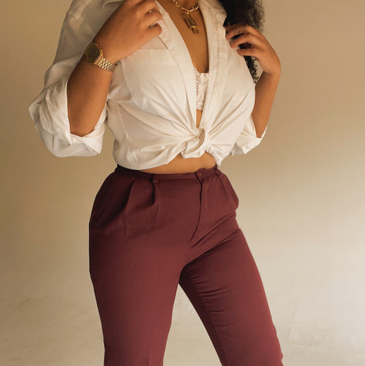 ‘Nichola’ Oxblood Cropped Pants (L/10)