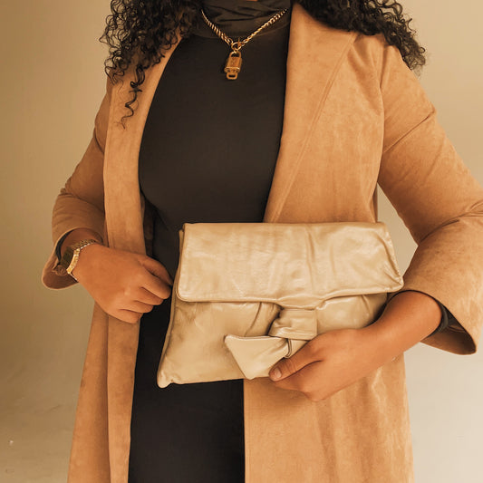 'Hila' Minimalist Taupe Clutch Bag