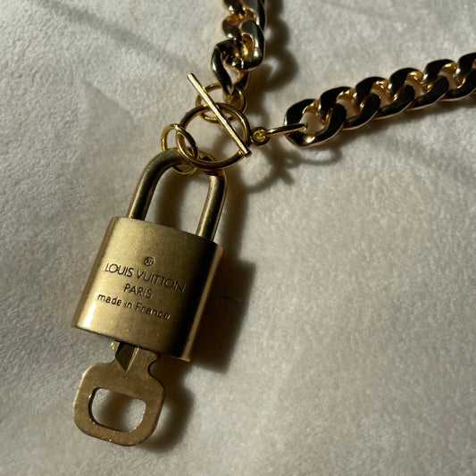 Louis Vuitton Lock + Key Reworked Toggle Closure Necklace