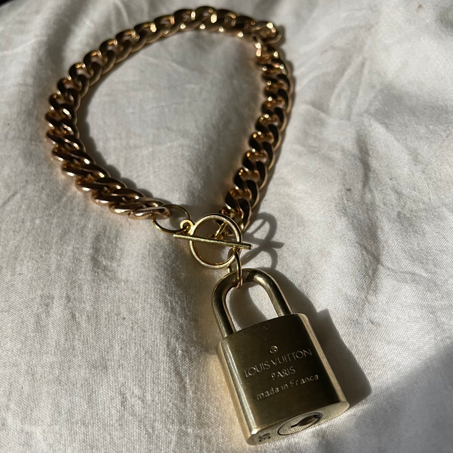 Reworked Louis Vuitton Lock & Key Anklet in Gold