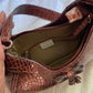 Vintage Liz Claiborne Cognac Brown Faux Crocodile Leather Boho Shoulder Bag