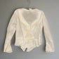 'Nora' White Sheer Ruffle Collar Blouse (M)