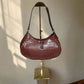 Vintage Liz Claiborne Cognac Brown Faux Crocodile Leather Boho Shoulder Bag