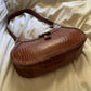 Vintage Liz Claiborne Cognac Brown Faux Crocodile Leather Boho Shoulder Bag