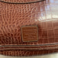 Vintage Liz Claiborne Cognac Brown Faux Crocodile Leather Boho Shoulder Bag