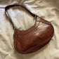 Vintage Liz Claiborne Cognac Brown Faux Crocodile Leather Boho Shoulder Bag