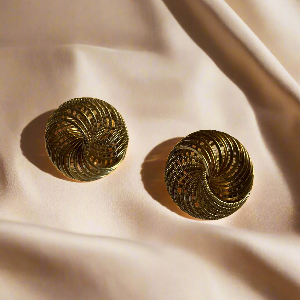 Gold Round Infinite Spiral Earrings