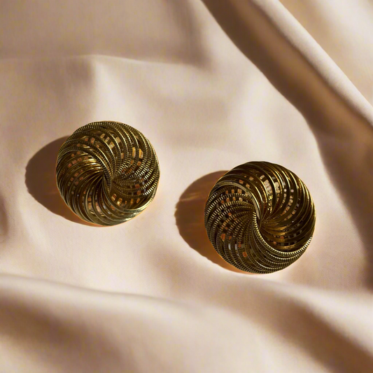 Gold Round Infinite Spiral Earrings