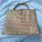 Vintage Sondra Roberts Tan Croc Embossed Patent Leather Bag