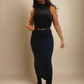 'Audrey' Black Sleeveless Mock Neck Knit Midaxi Dress (S-XL)