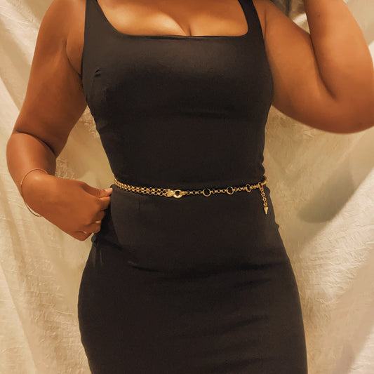 'Mira' Gold Round Chain Belt (S/M)