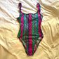 'Aisha' Geometric Print Low Back High-Leg One Piece Swimsuit (M/L)