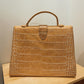 Vintage Sondra Roberts Tan Croc Embossed Patent Leather Bag