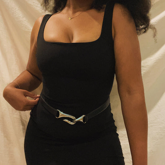 'Gia' Silver Hook Leather Belt (S-XL)