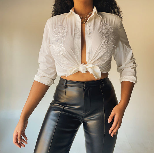 'Alyna' White Embroidered Lace Blouse
