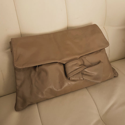'Hila' Minimalist Taupe Clutch Bag