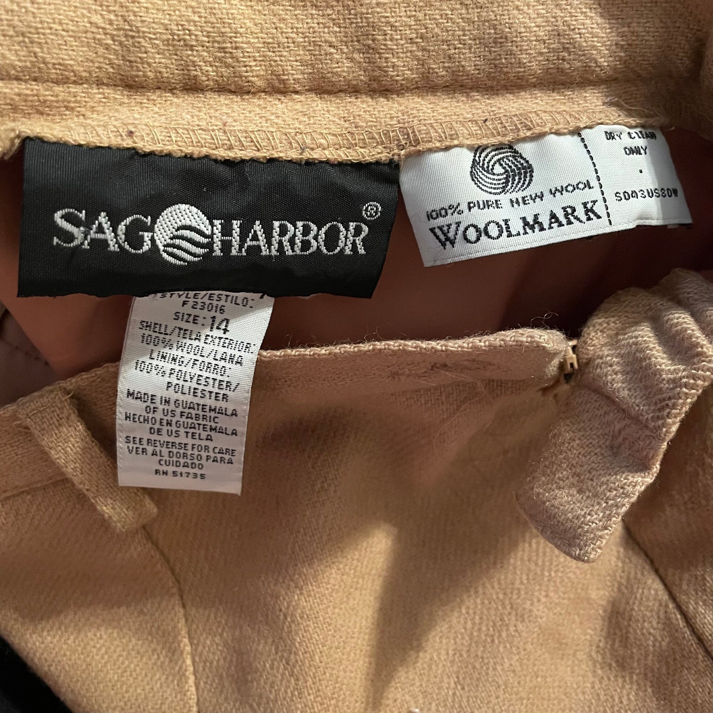 High-Waisted Virgin Wool Camel Pants (L)