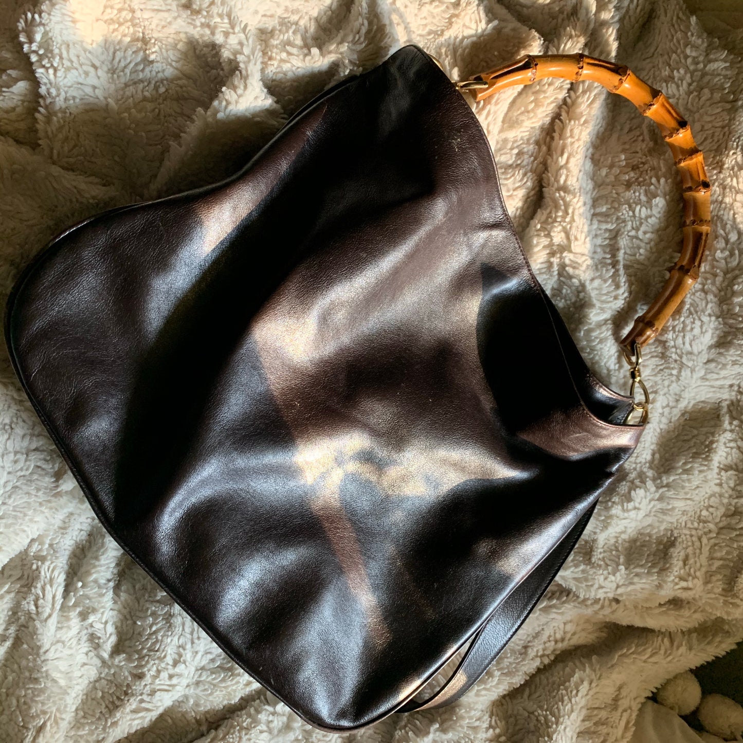 XL Vintage Gucci 2 Way Espresso Brown Leather Bag