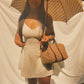 Vintage Dior Brown Trotter Print Cane Umbrella