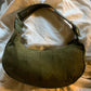 ‘Vera’ Olive Green Faux Suede Hobo Bag