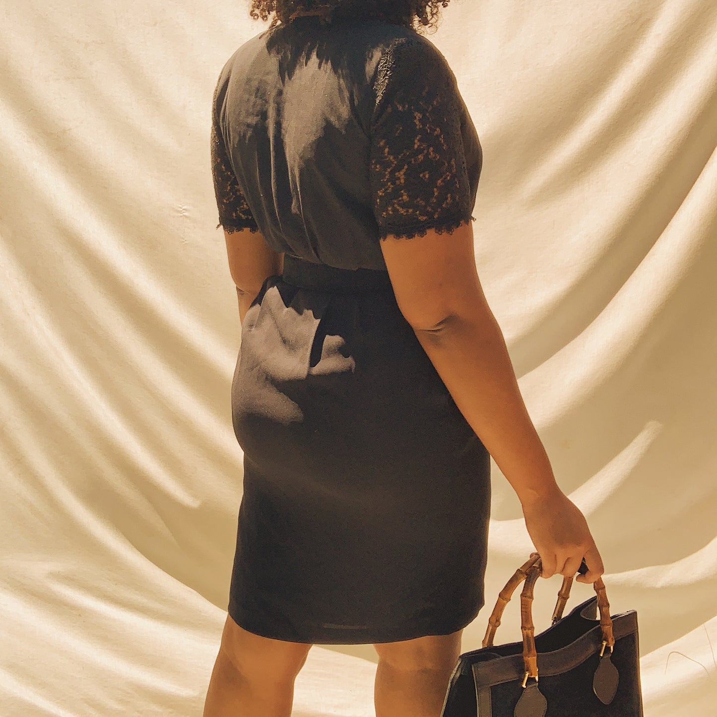'Ava' Lace Sleeve Midi Button-Thru Dress (L/XL)