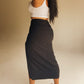‘Rian’ Black Thigh-High Slit Skirt (L)
