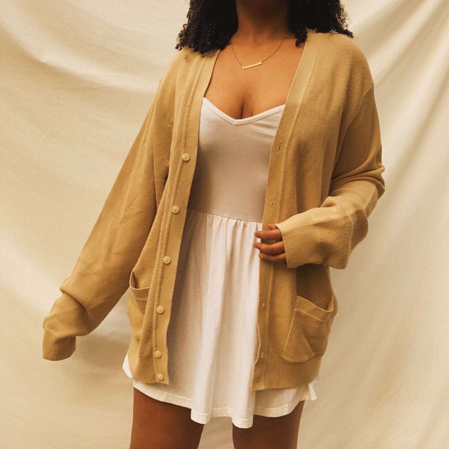 ‘Dawn’ Taupe Oversized Cardigan (One Size) (S-XXL)