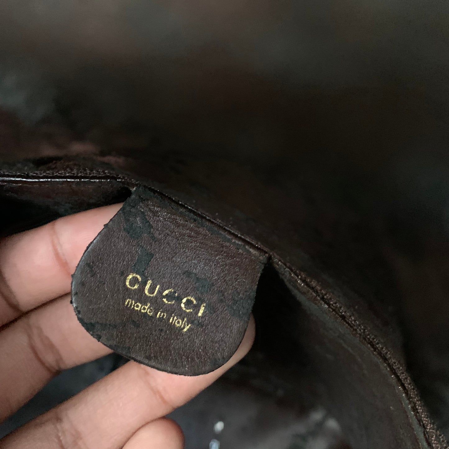 XL Vintage Gucci 2 Way Espresso Brown Leather Bag