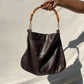 XL Vintage Gucci 2 Way Espresso Brown Leather Bag