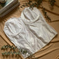 White Plus Size Vintage Strapless Bustier (46D)