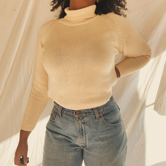 'Emerson' Classic Creme Turtleneck Knit Sweater (S-XL)