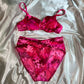 'Pink Floral 3 Piece High-Leg Bikini Set (M)