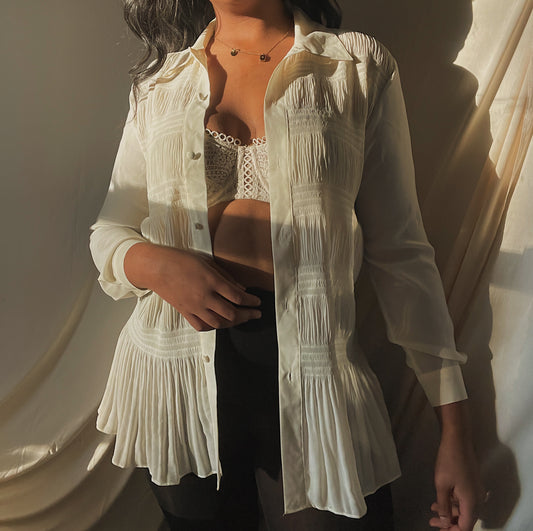 ‘Alexandria’ Crepe Ruffle Blouse (L/XL)
