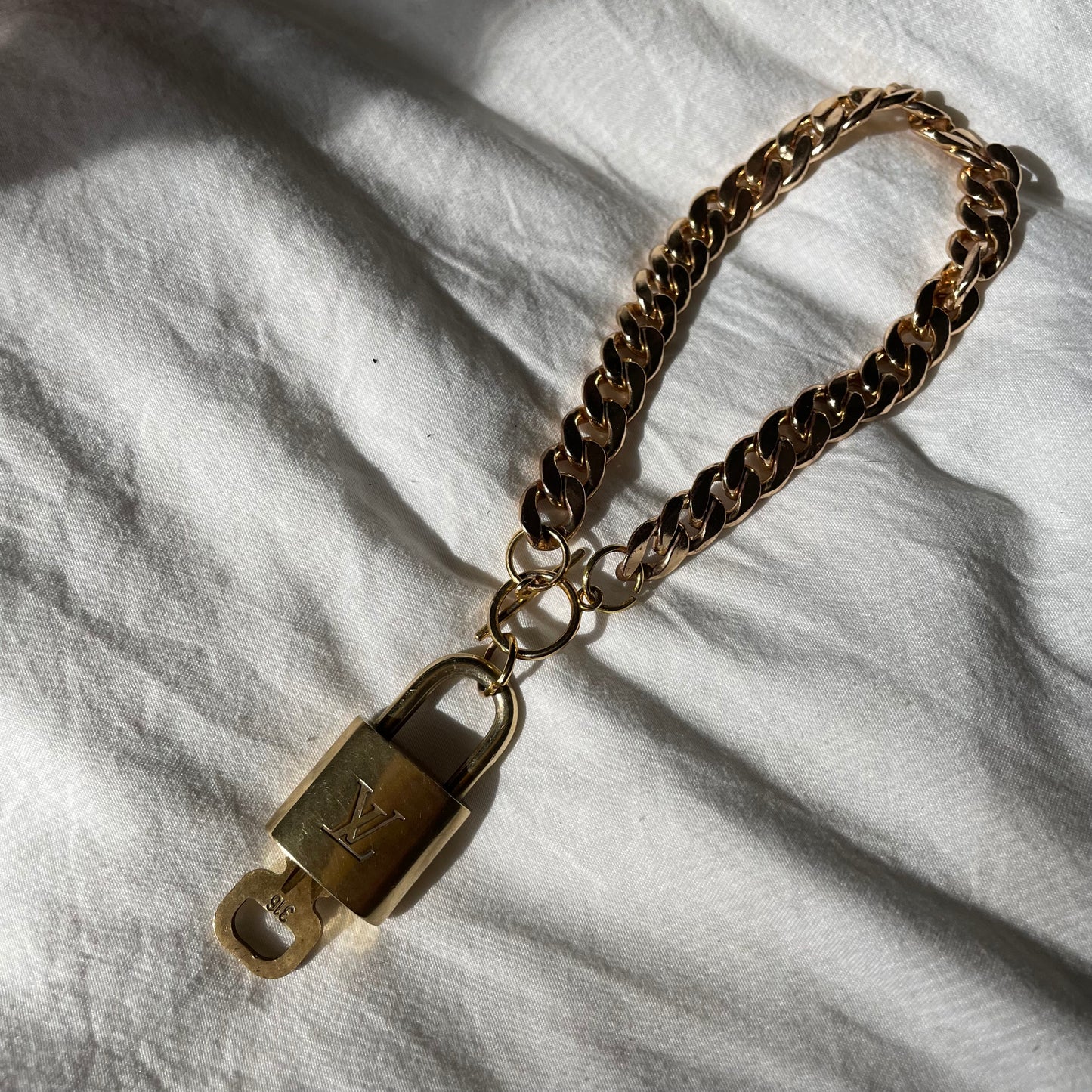 Reworked Louis Vuitton Lock & Key Anklet in Gold