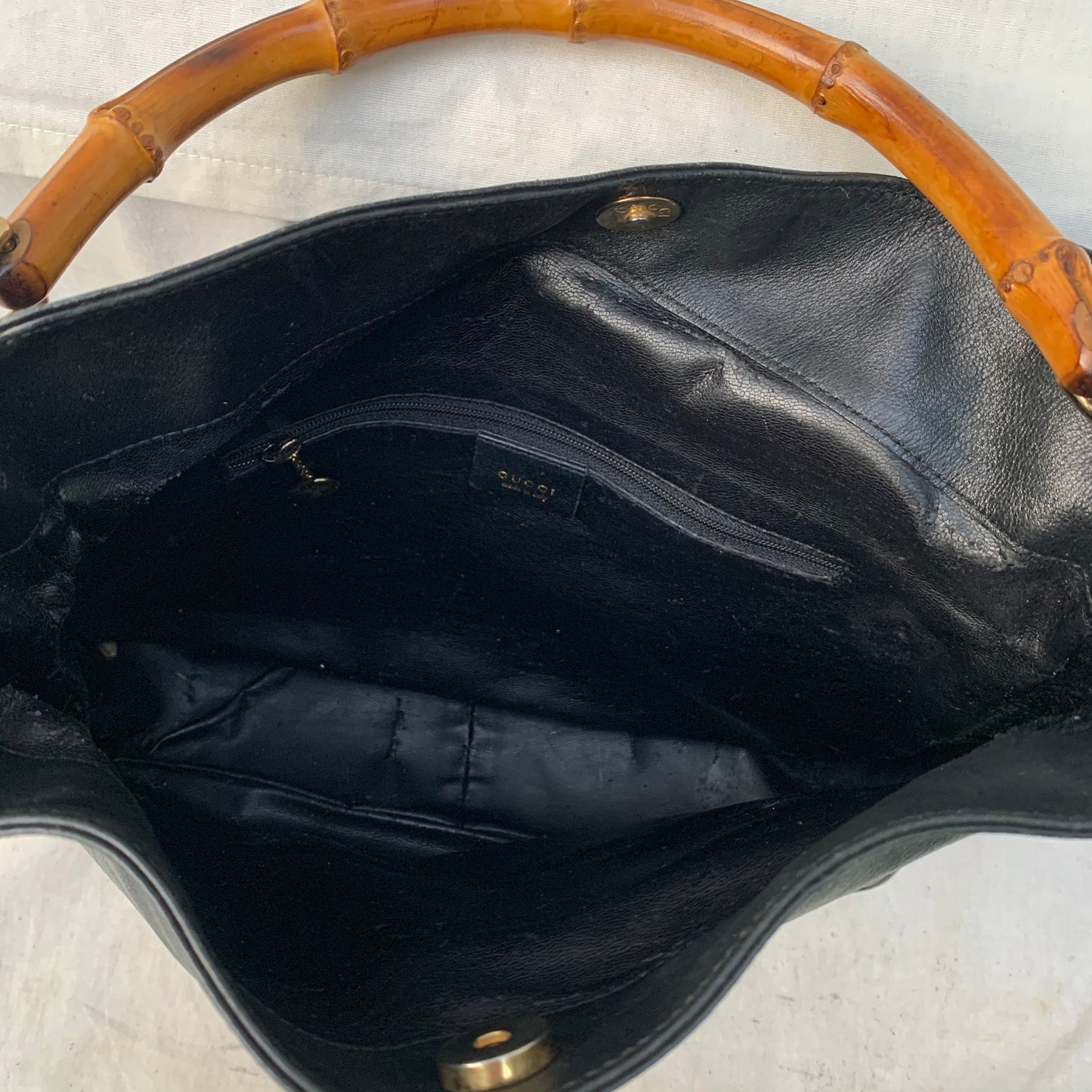 Authentic Vintage Gucci Bamboo Top Handle Black Leather Bag