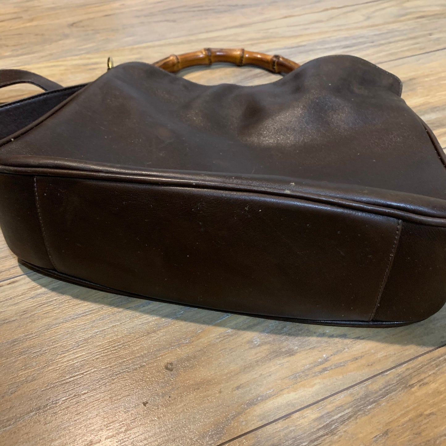 Authentic Gucci 2 Way Medium Brown Leather Bamboo Bag (Refurbished)