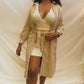 ‘Saira’ Beige Quilted Sleeve Belted Trench Coat (M/L/XL)