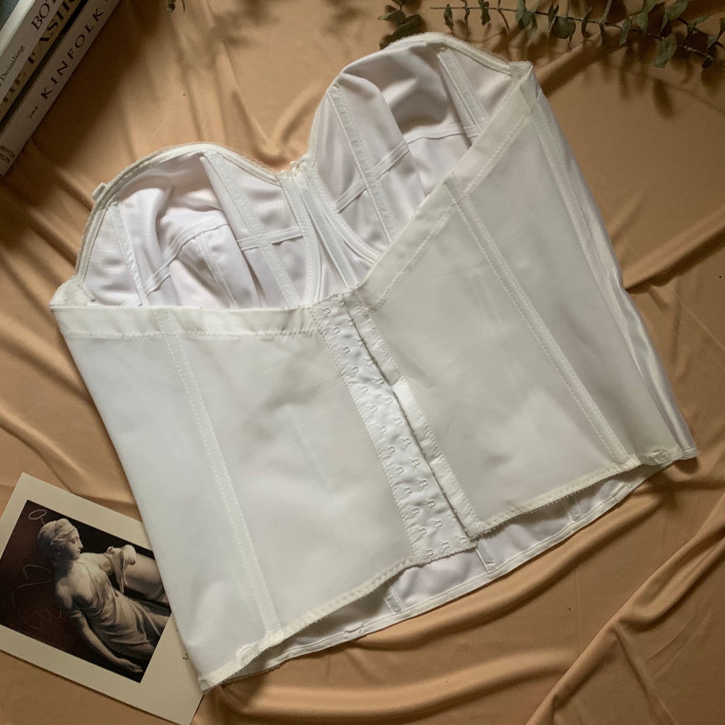 White Plus Size Vintage Strapless Bustier (46D)