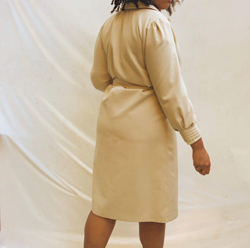 ‘Saira’ Beige Quilted Sleeve Belted Trench Coat (M/L/XL)