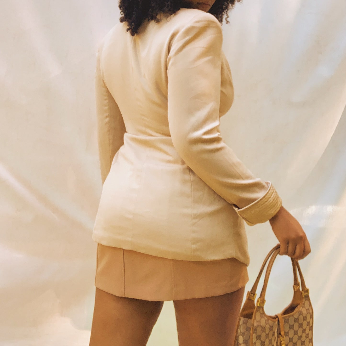 ‘Kourtney’ Camel Quilted  Lapel Blazer (M/L)