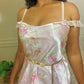 ‘Carrie’ Vintage Óscar De La Renta Pink Floral Ruffled Strap Chemise (M/L)