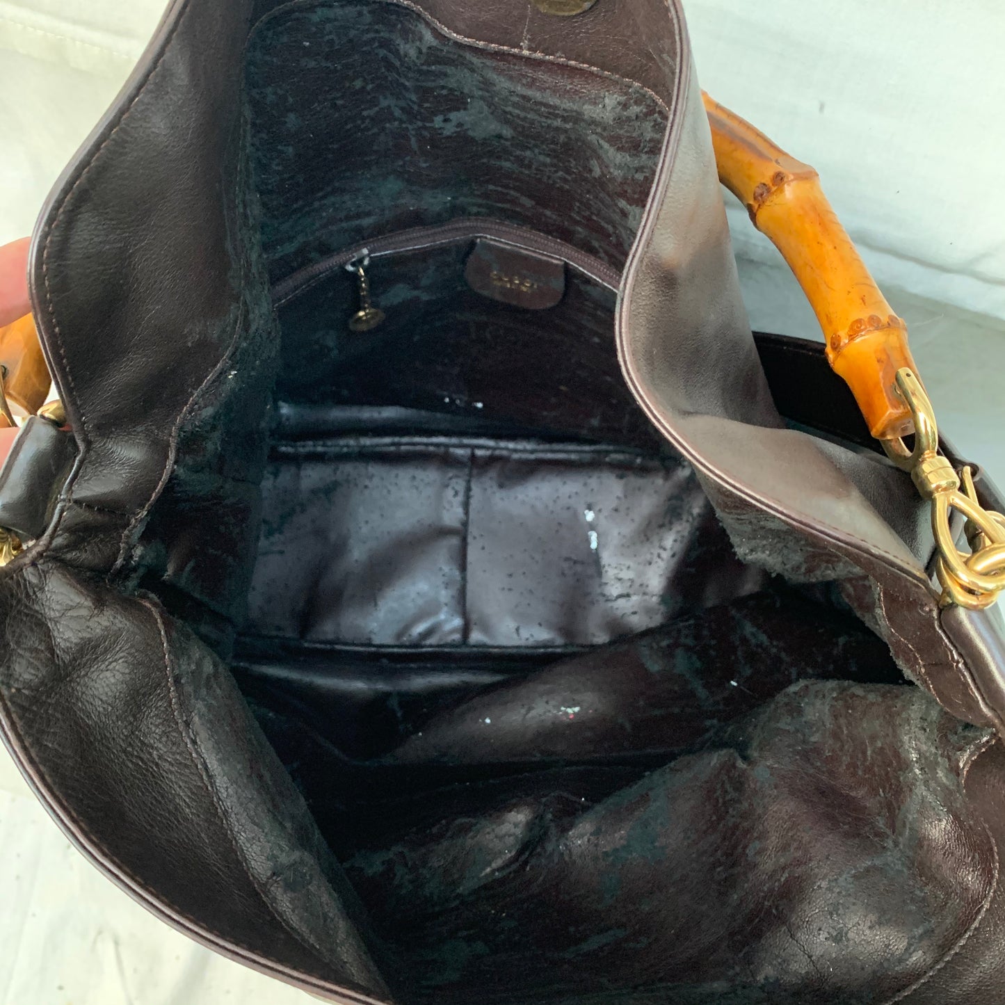 XL Vintage Gucci 2 Way Espresso Brown Leather Bag