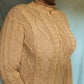 Camel Brown Cable Knit Mock Neck Sweater (M-XL)
