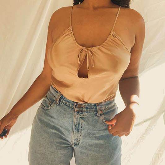 ‘Reya' Satin Keyhole Cami Lingerie Top (M-XL)