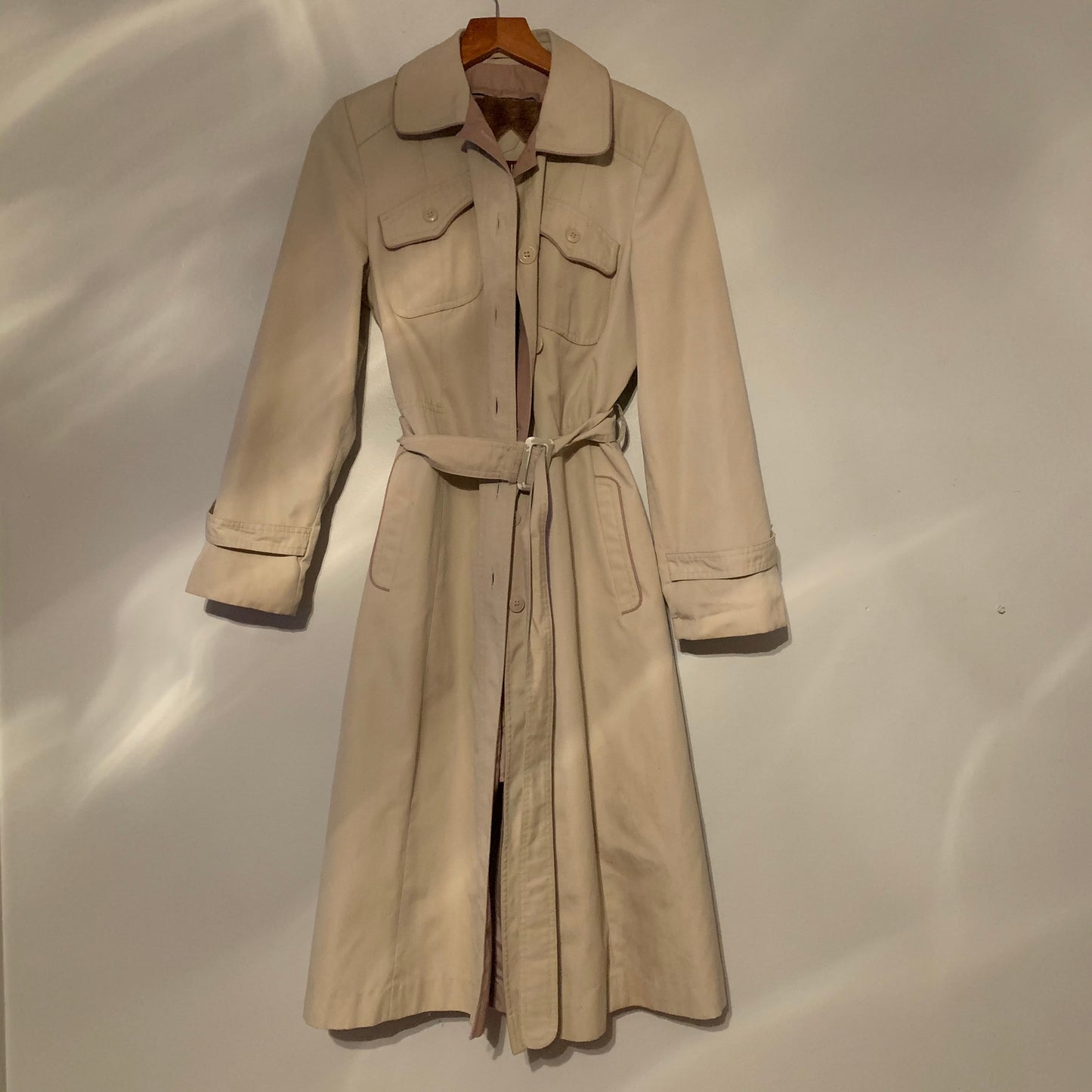 ‘Roseanna’ Fur Lined Beige Belted Trench Coat ( S/M)
