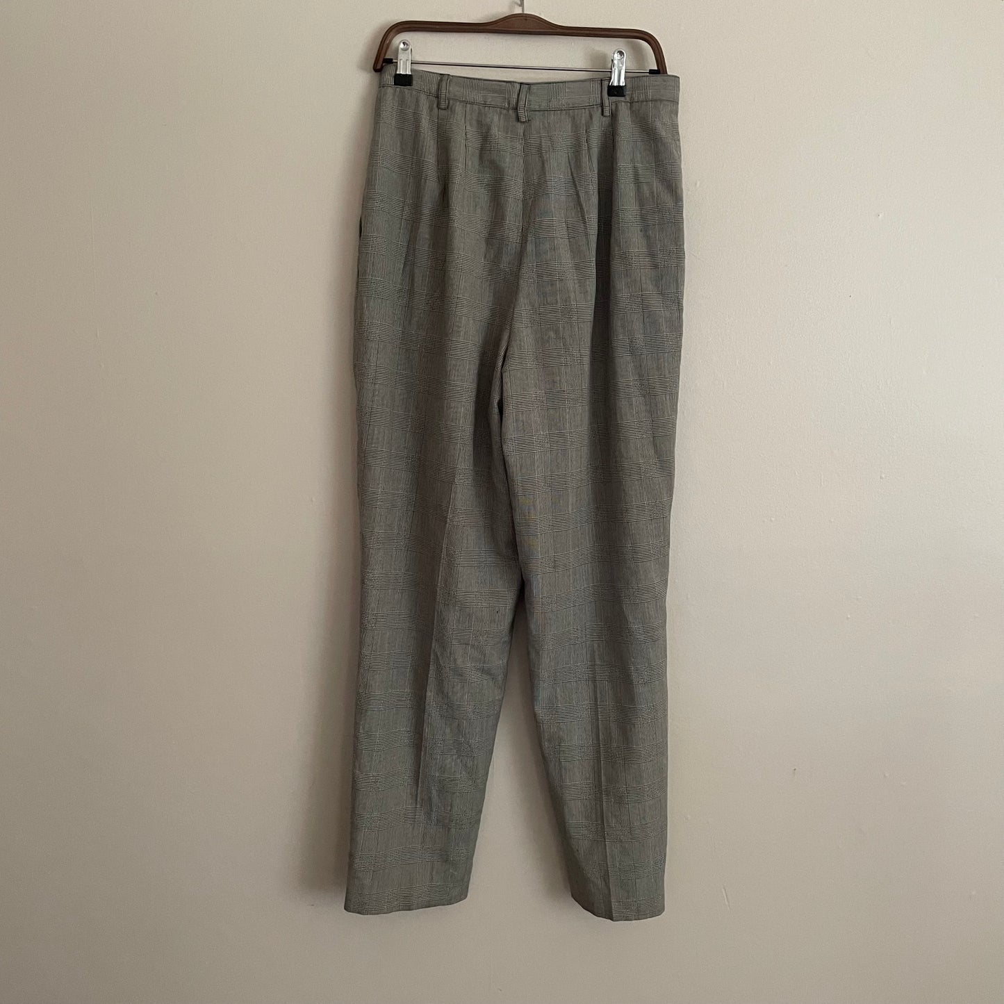 'Emelie' Grey Plaid High-Waisted Pants (L/12)