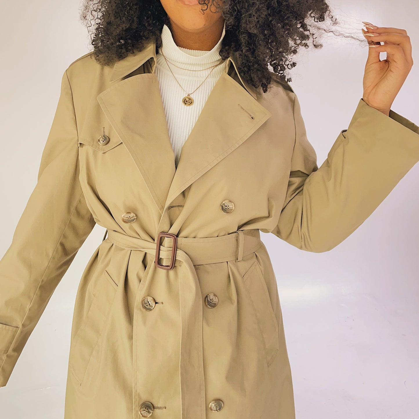 ‘Carolyn’ Belted Double-Breasted Trench Coat (L-XXL)