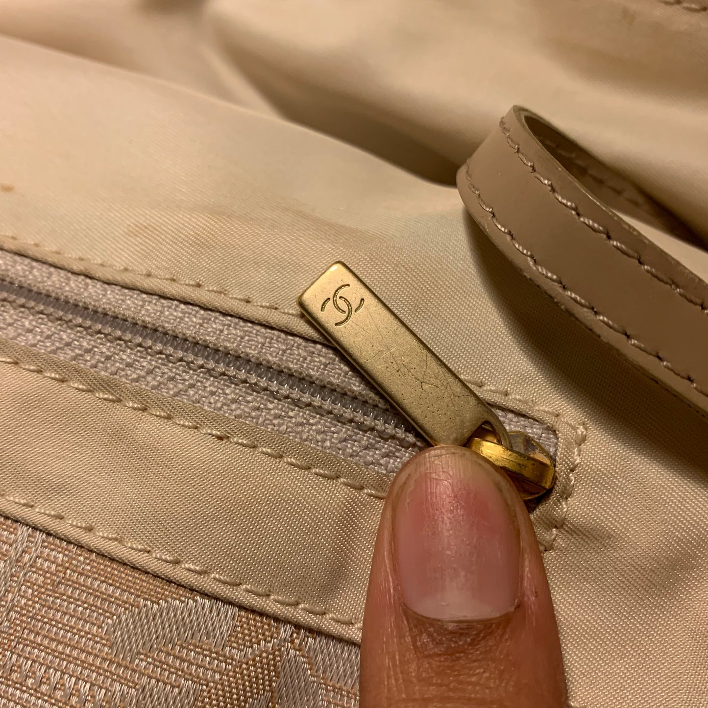 Authentic Chanel Beige Travel Line Shopper Tote